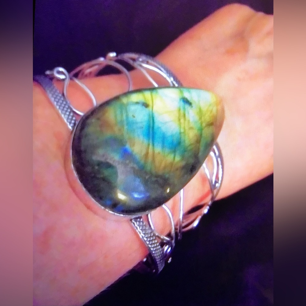 Labradorite 925 Sterling Silver Cuff Bracelet